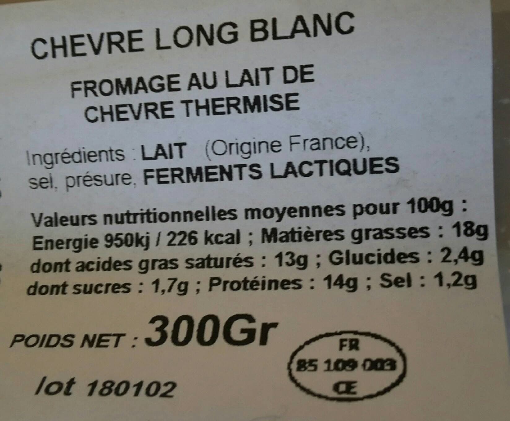 Maison LOÏC CHUPIN Chevre long blanc packshot
