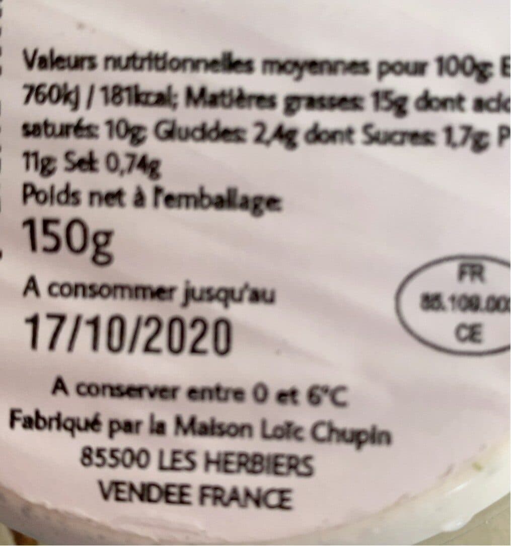 Open Food Facts Chèvre ciboulette packshot