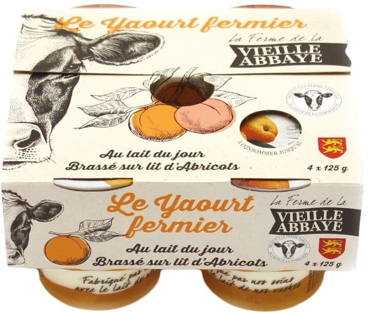 La Ferme de la Vieille Abbaye Le Yaourt fermier au lait du jour brassé sur lit d'abricot packshot