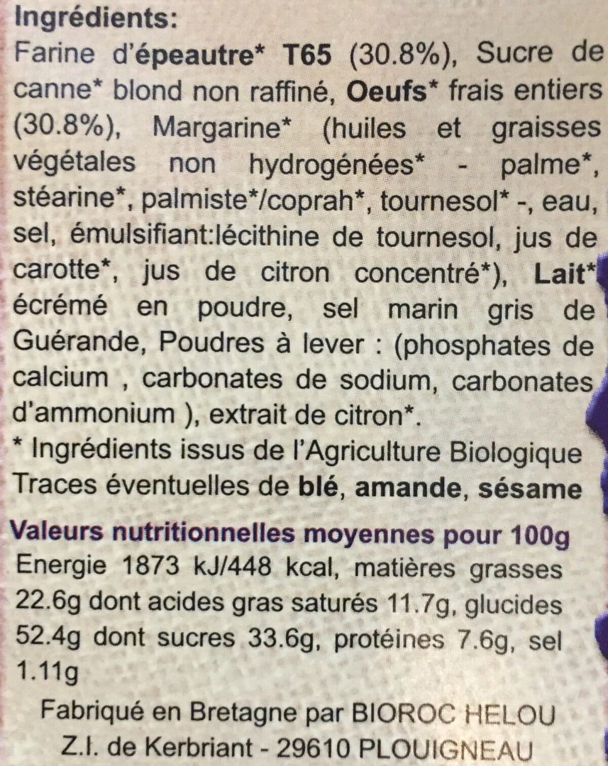 Biorochelou 170G Madeleine Epeautre Bretonne packshot