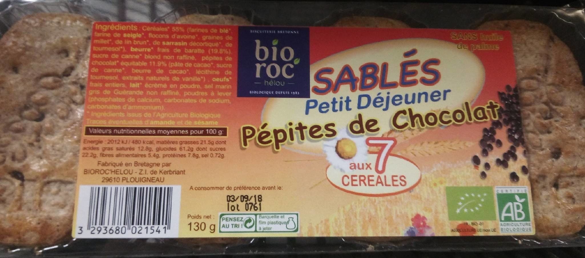 bio roc Sablés Petit Dej Cereales Pepites Chocolat packshot