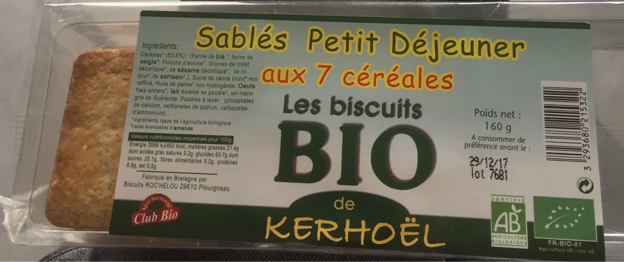Biscuits Roc'Helou Sablés Petit Déjeuner aux 7 Céréales packshot