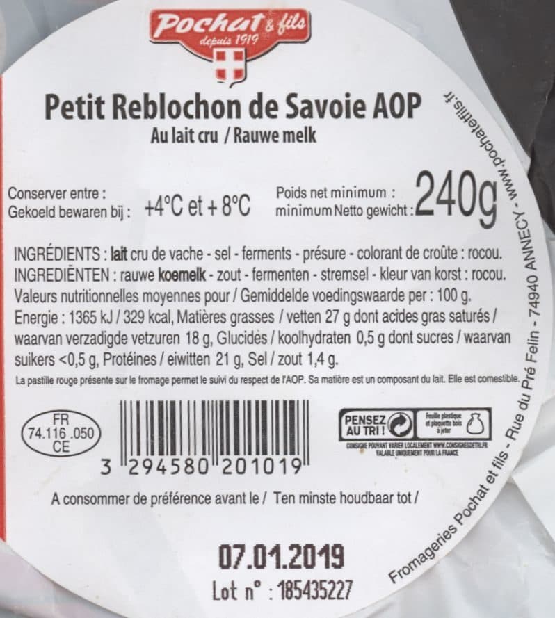 Pochat et fils Reblochon de Savoie packshot