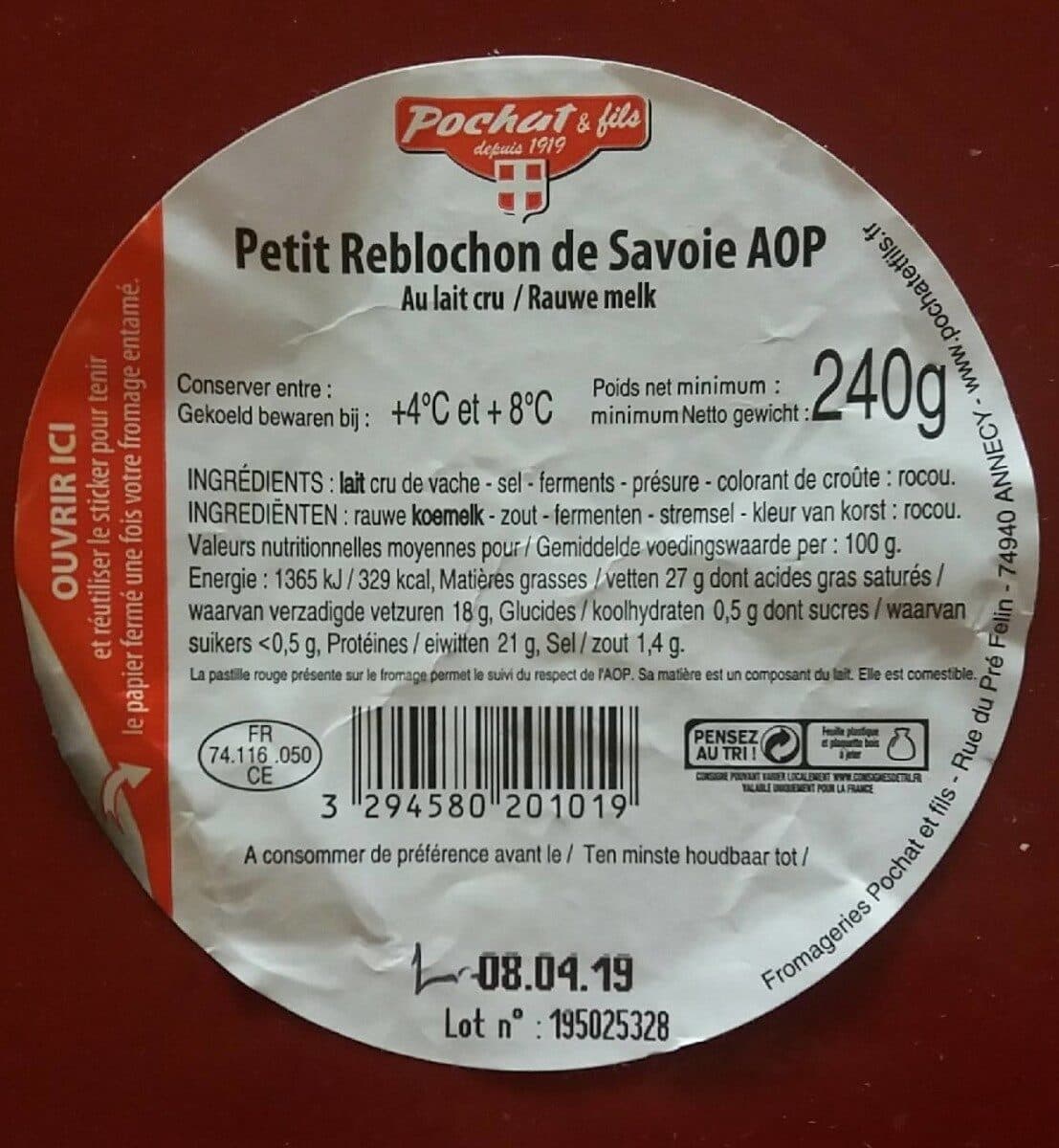 Pochat et fils Reblochon de Savoie packshot