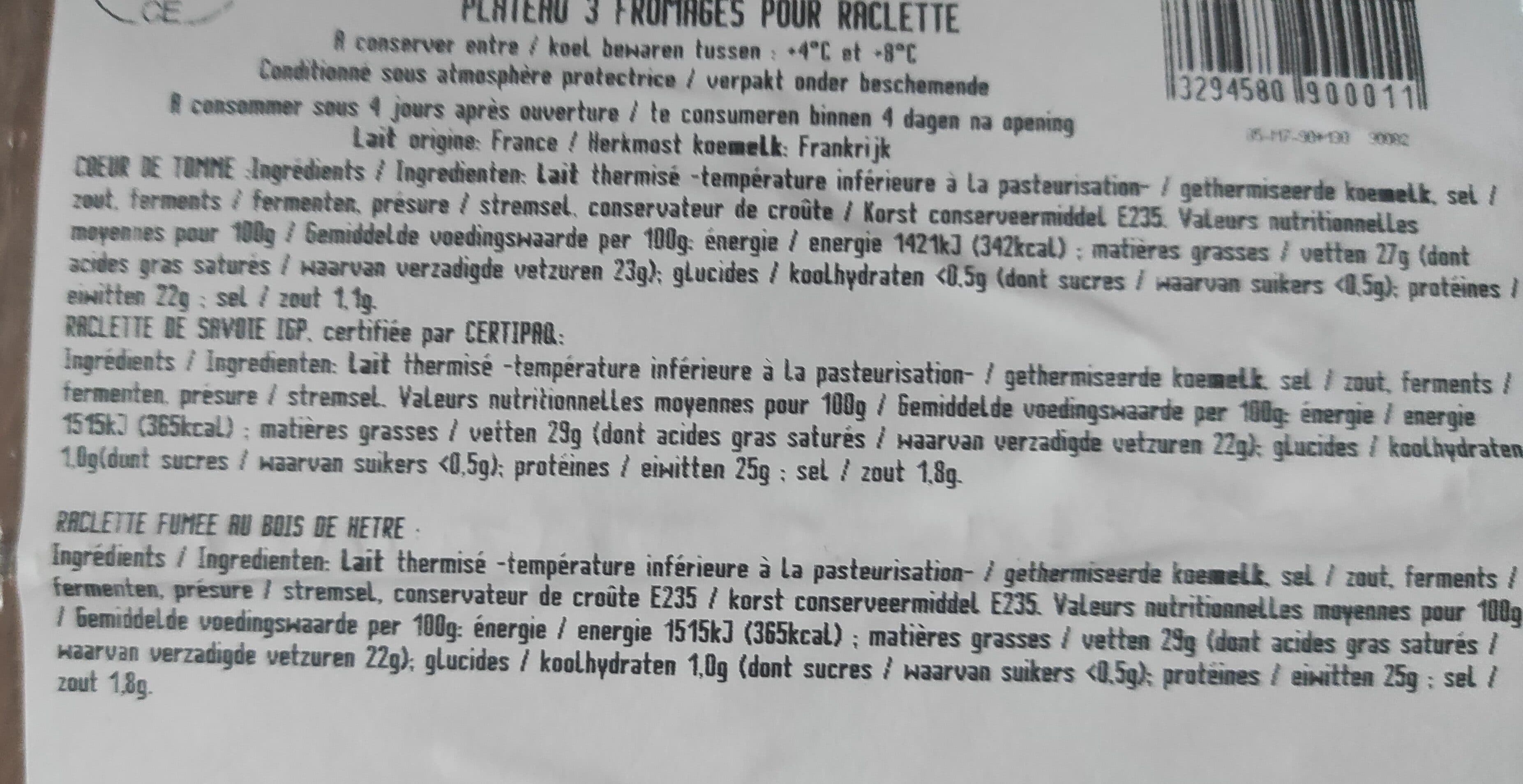 La Pointe Percée plateau 3 fromages pour raclette packshot