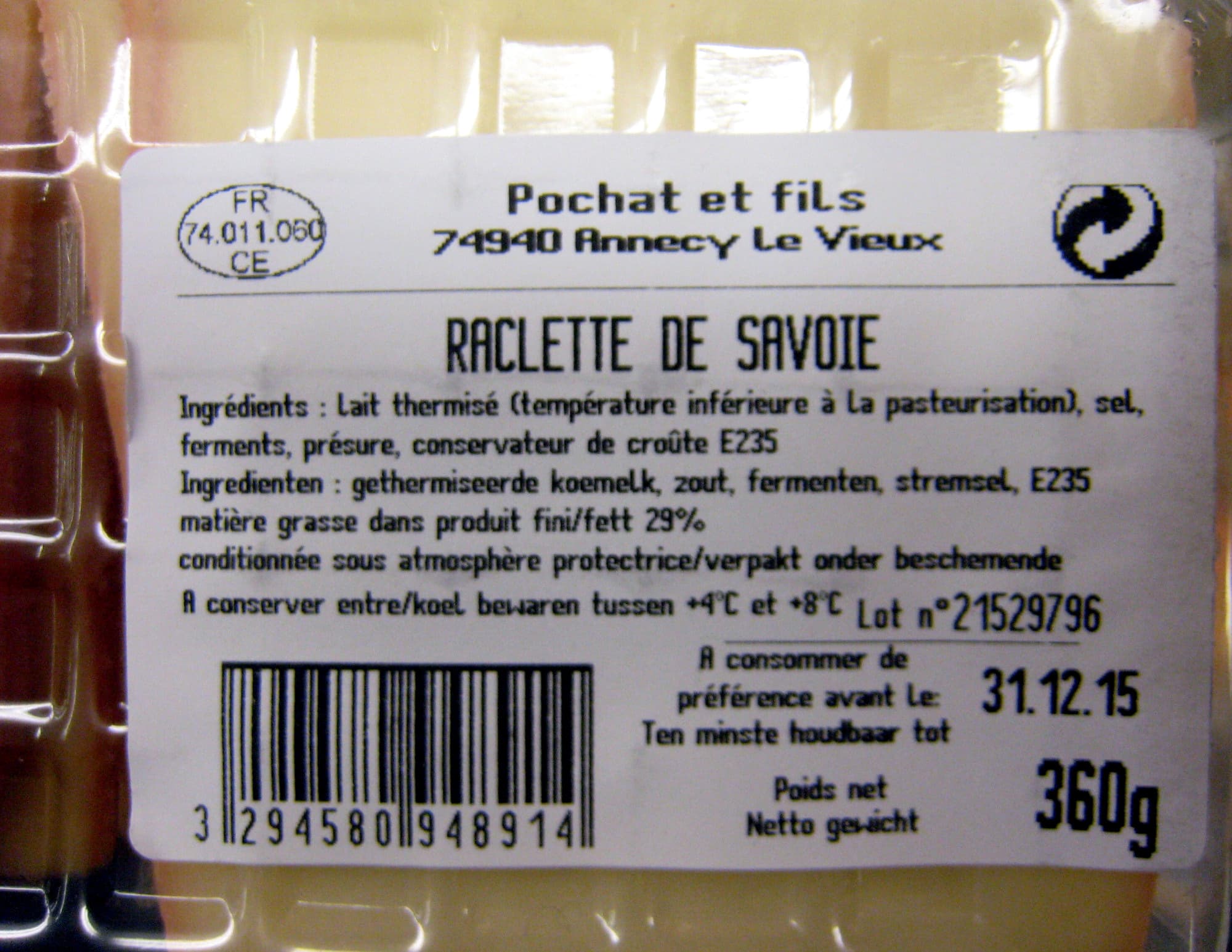 Pochat & fils Raclette de nos montagnes (29% MG) packshot