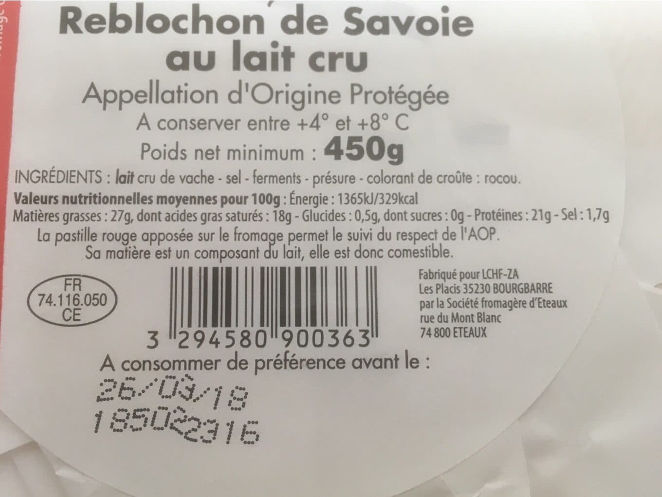 Pochat Et Fils Reblochon Au Lait Cru Aop 27 % packshot