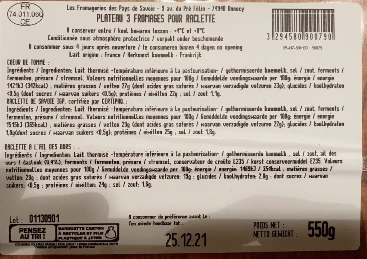 Pochat & fils 3 fromages pour raclette au lait cru packshot