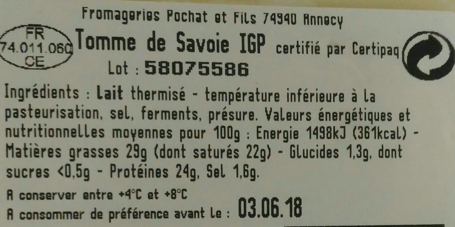 Pochat et fils Tomme de savoie 29% MG packshot