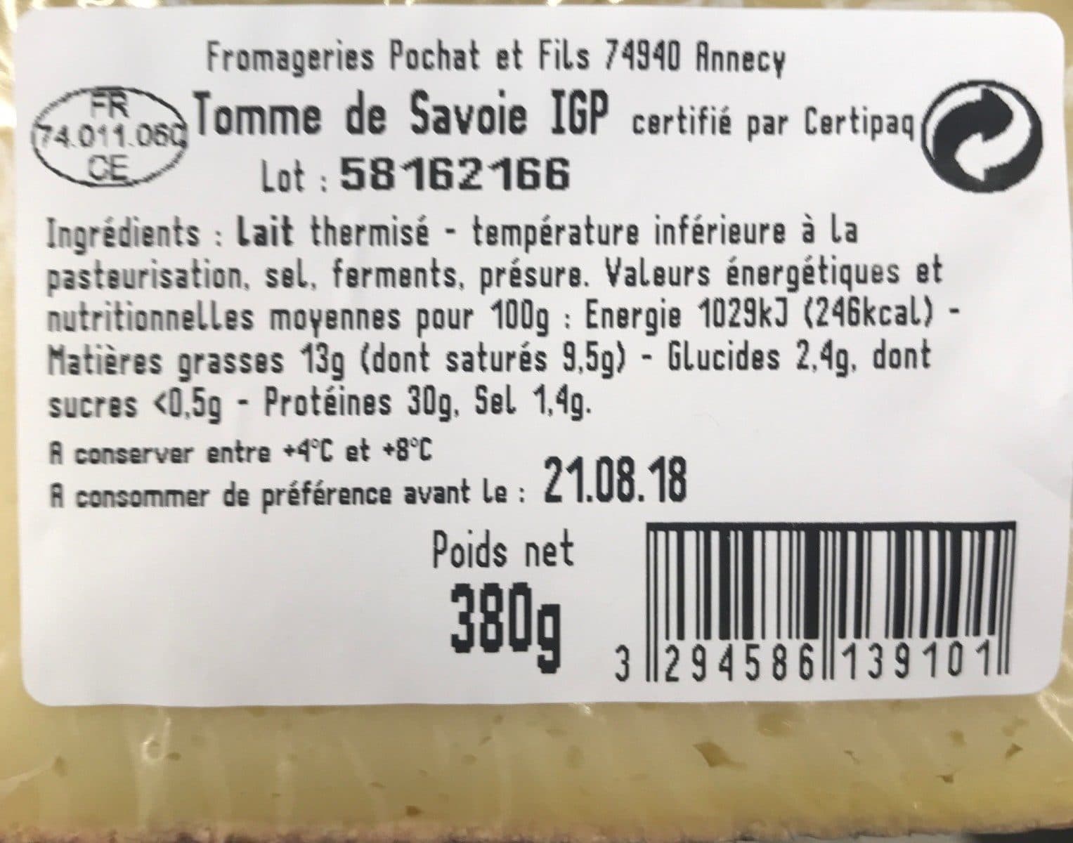 Open Food Facts Tomme de Savoie packshot