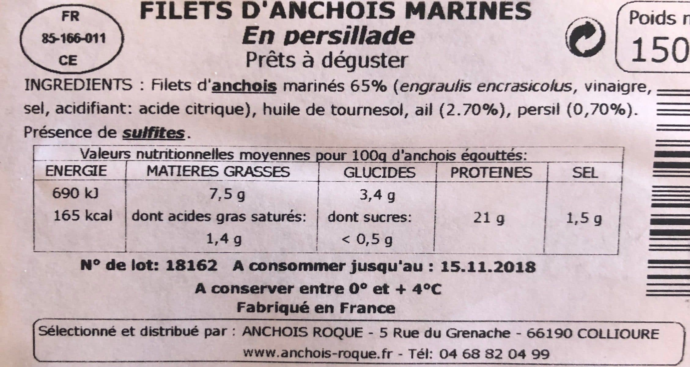 Open Food Facts Filets d'anchois en persillade packshot