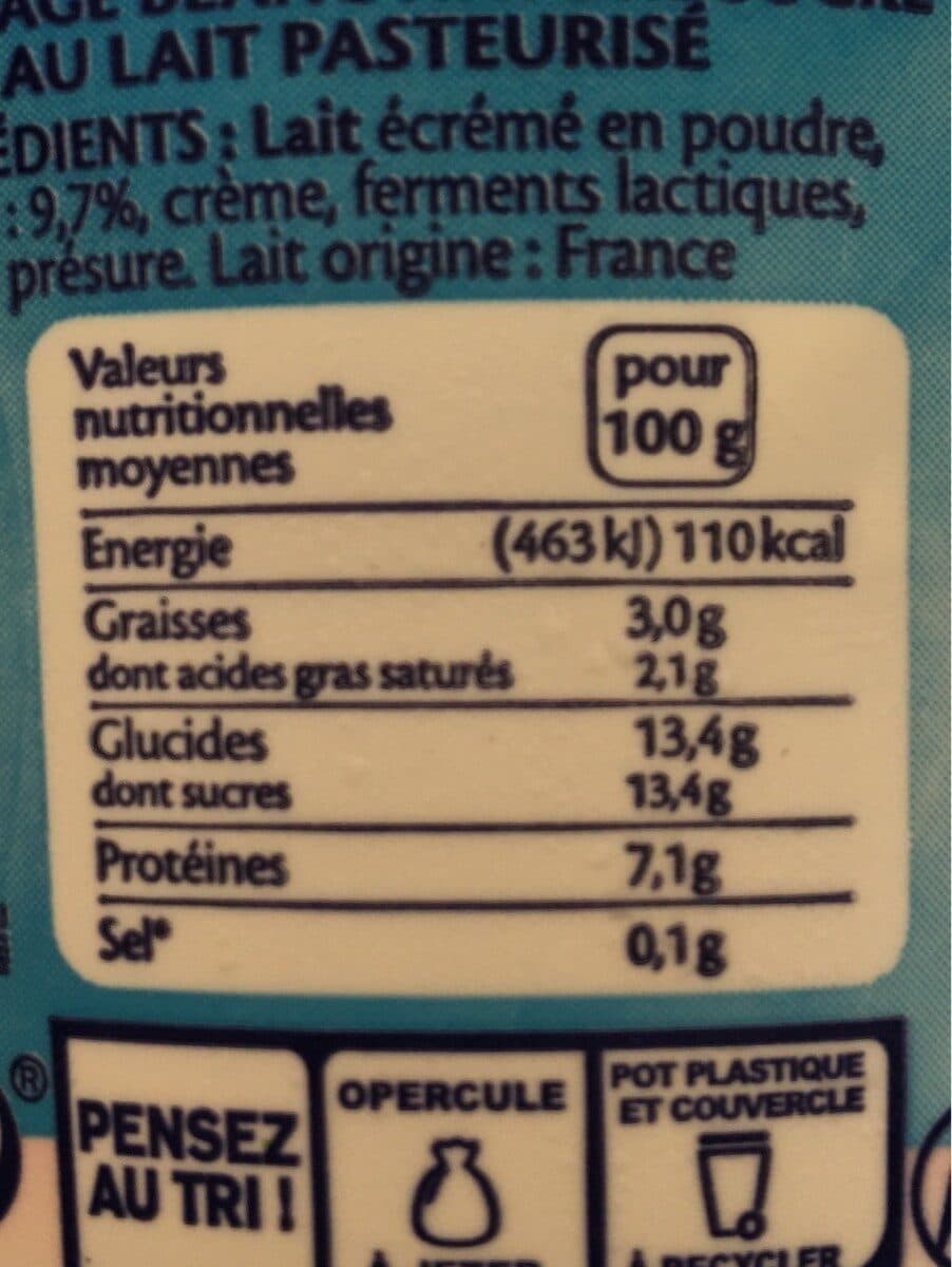 Yoplait Fromage Blanc Nature Sucré packshot