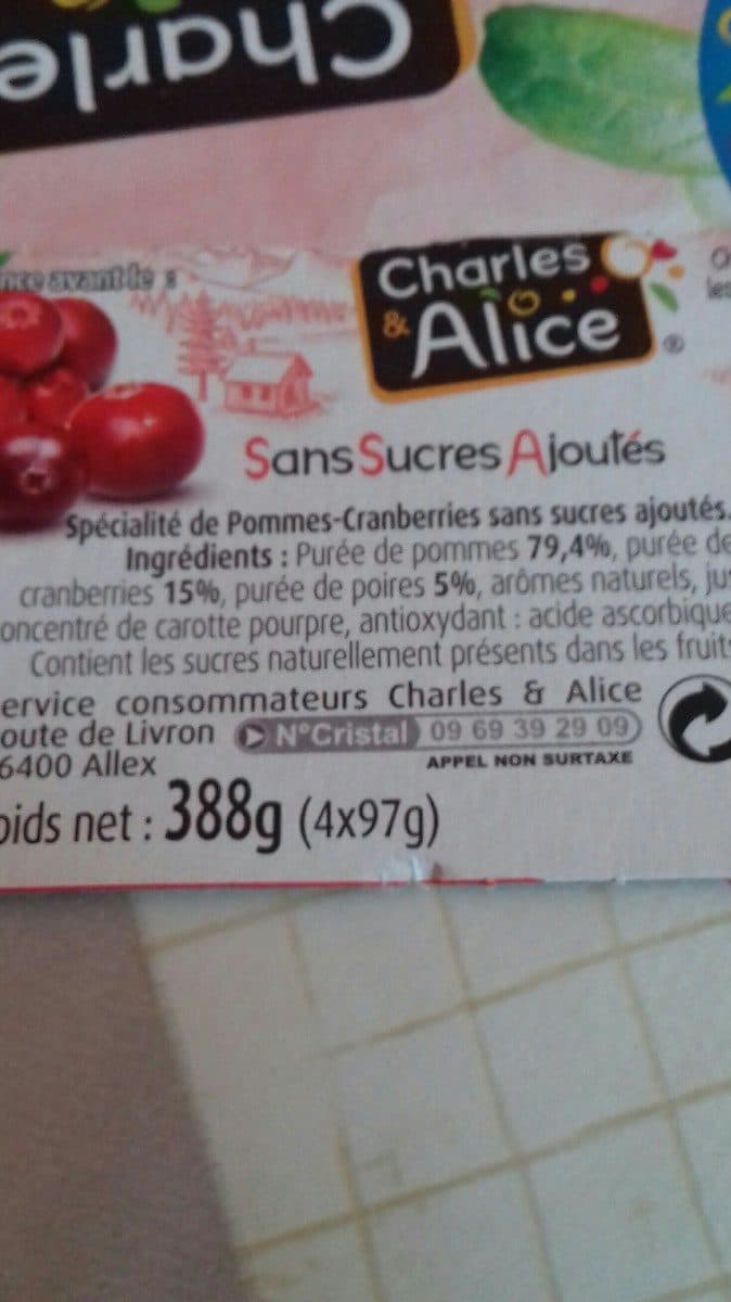 Charles & Alice Pommes cranberries packshot