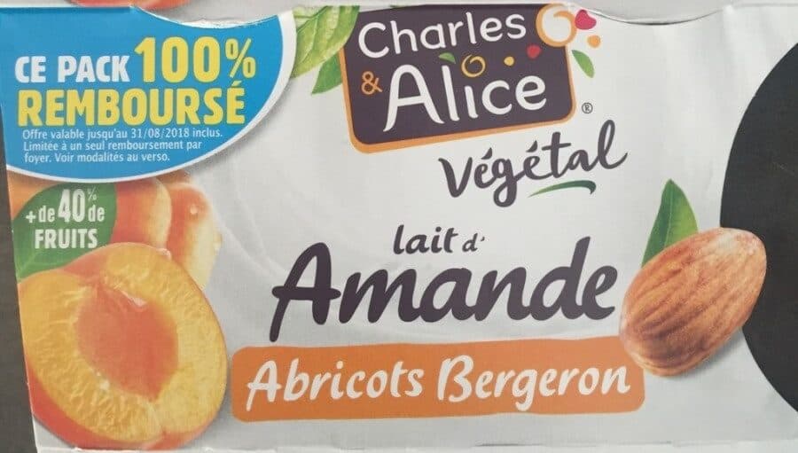 Charles & Alice Dessert végétal Lait d'amande Abricot Bergeron packshot