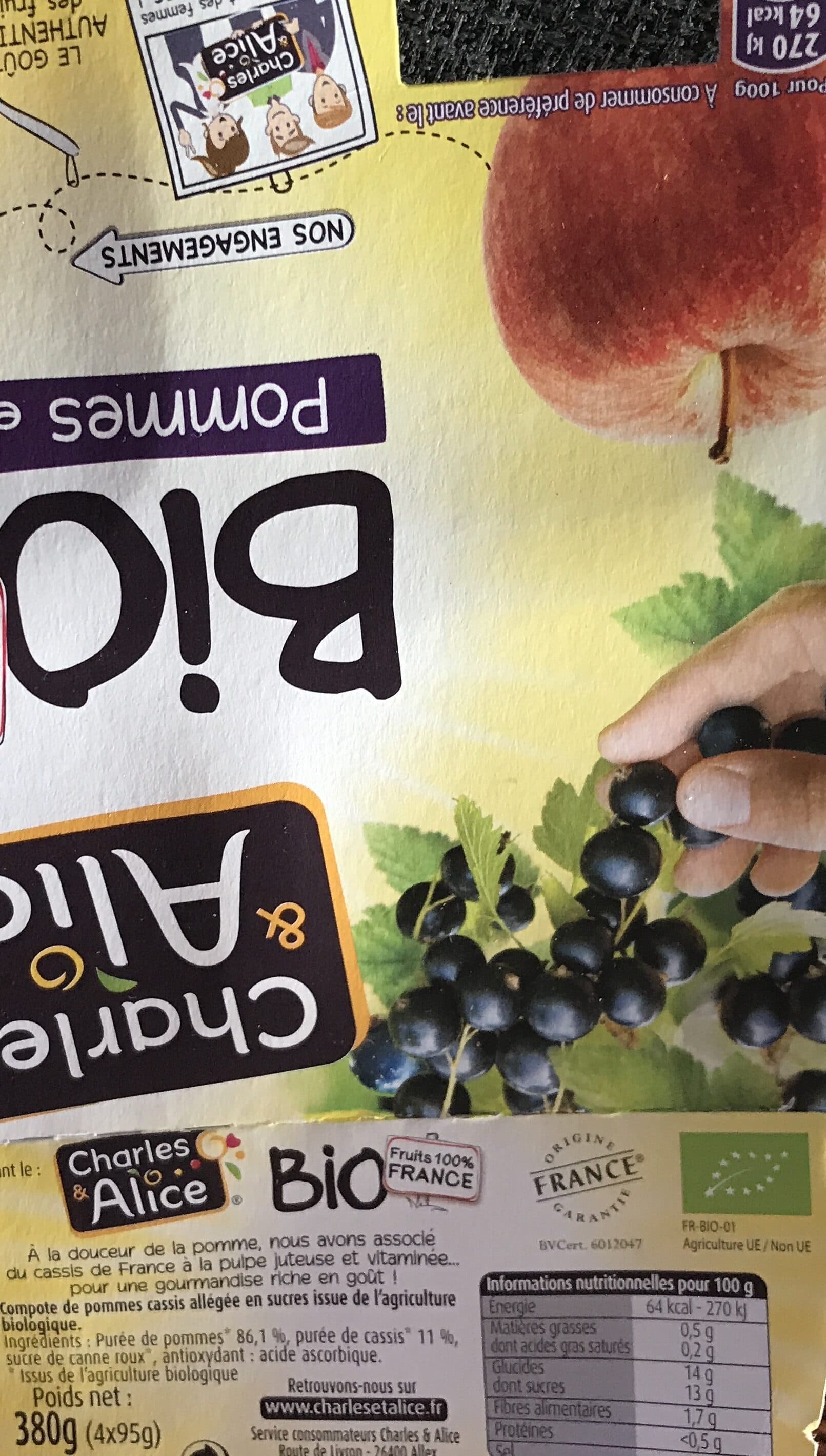 Charles & Alice Dessert pomme cassis bio packshot