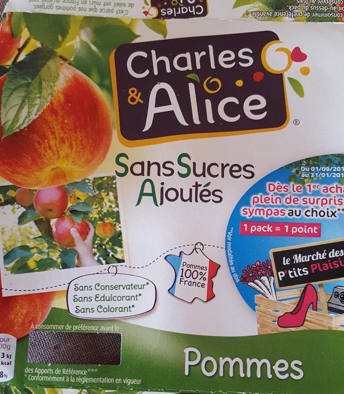 Charles & Alice Pommes - sans sucres ajoutés packshot