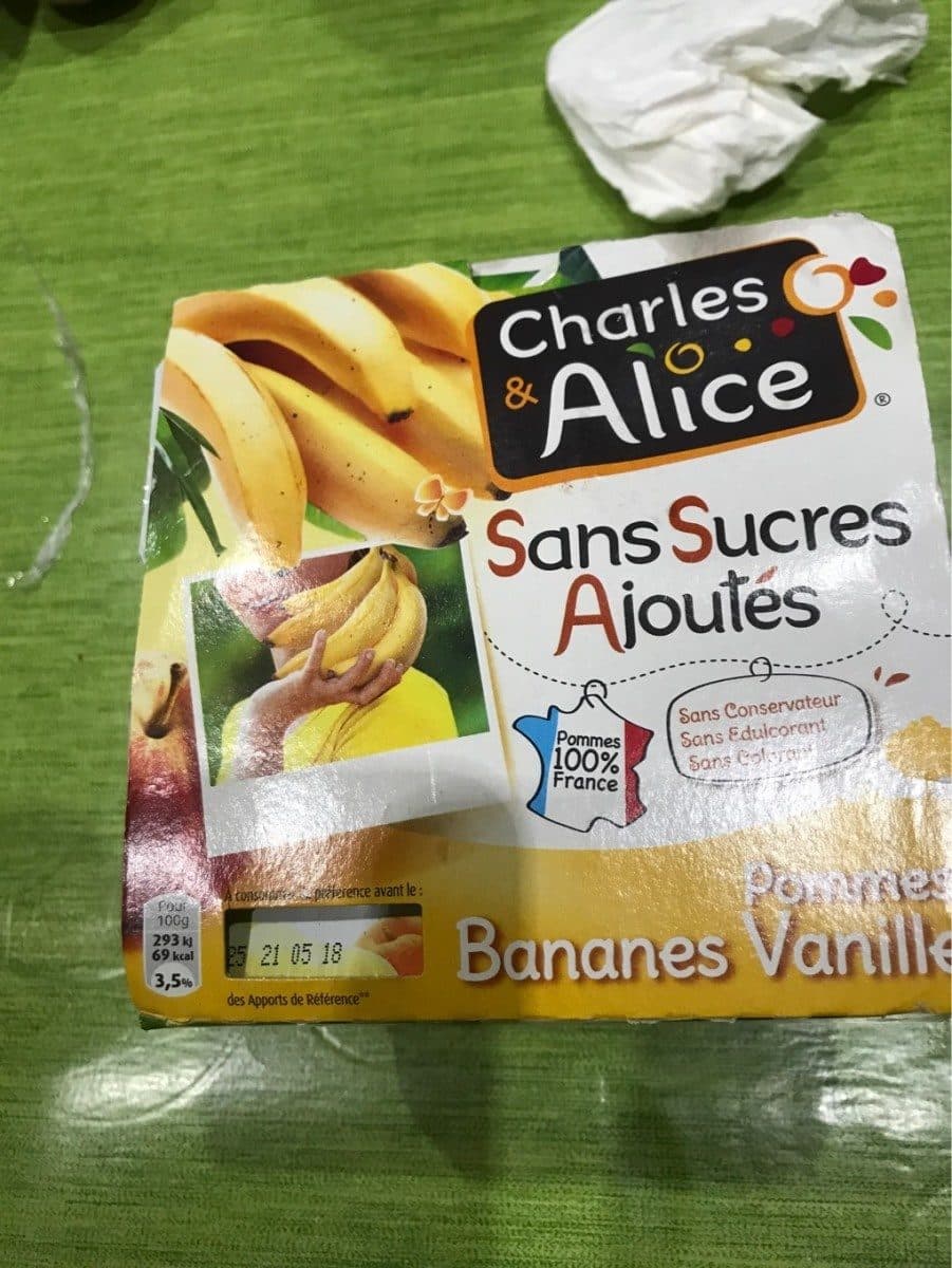 Charles & Alice Compote Pomme Banane vanille sans Sucre Ajouté packshot