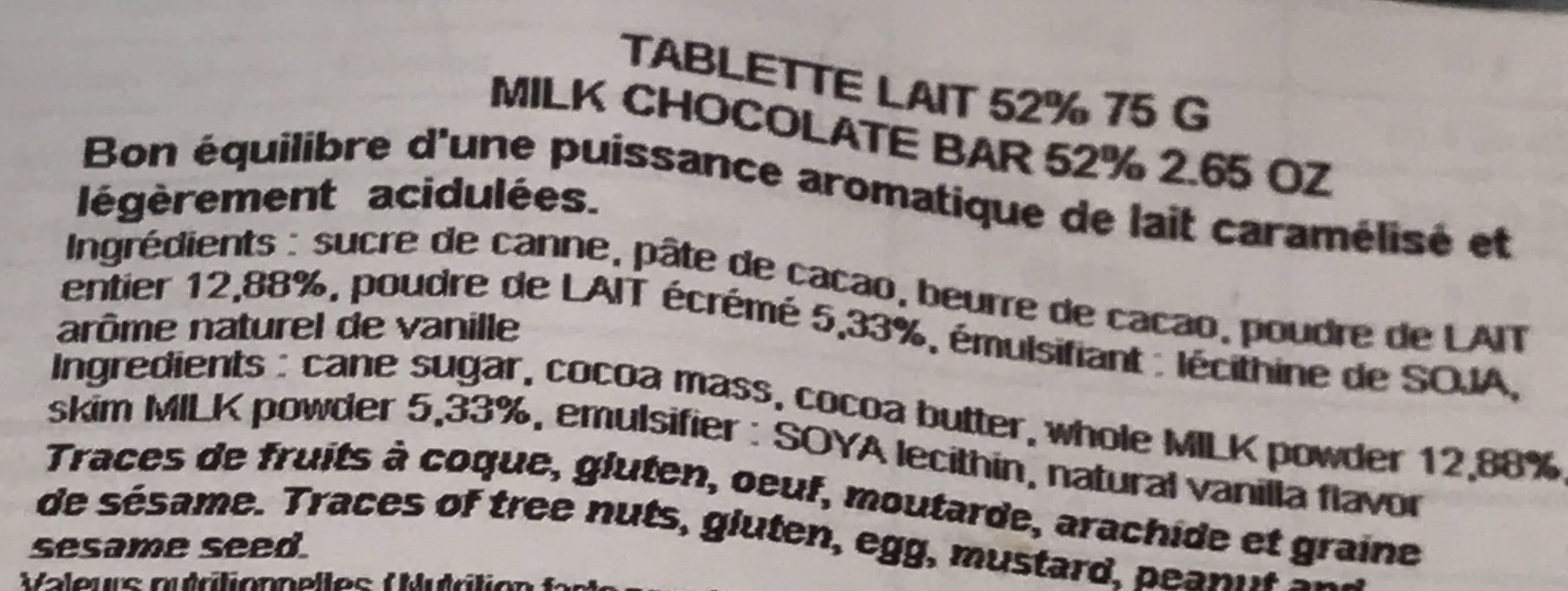 CHAPON CHOCOLAT LAIT 52% packshot
