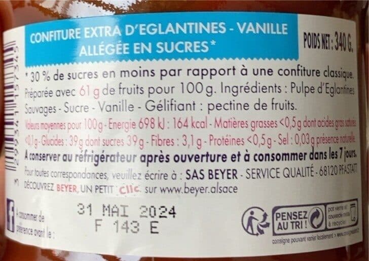 Beyer Confiture allégée églantine/vanille packshot
