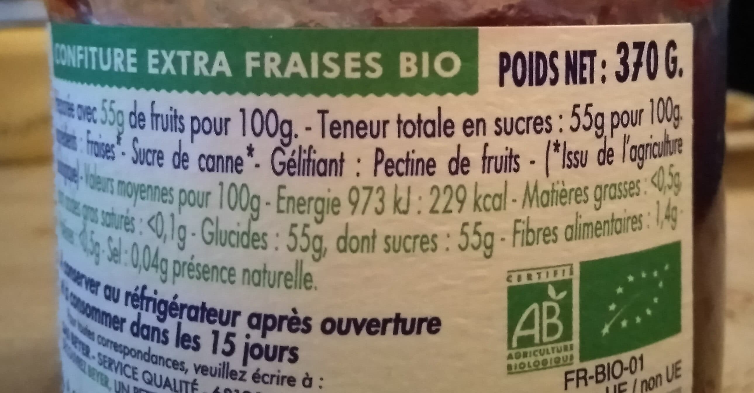 Beyer Confitures Extra Bio Fraises packshot