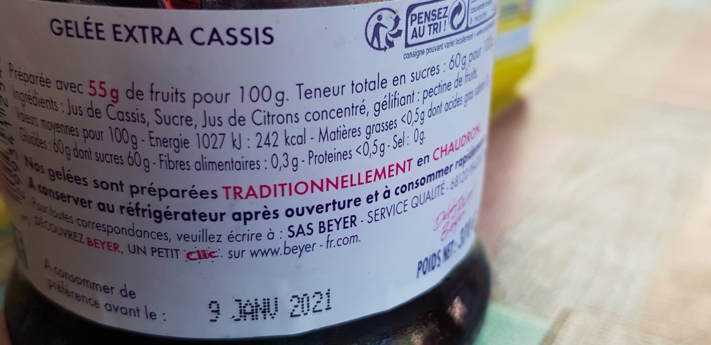 Beyer Gelée extra Cassis packshot