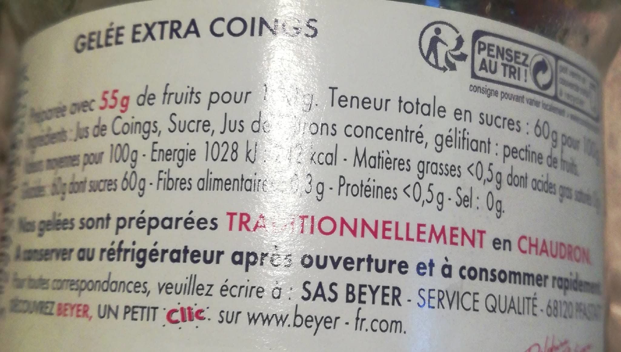 Beyer Gelee de coings BEYER packshot