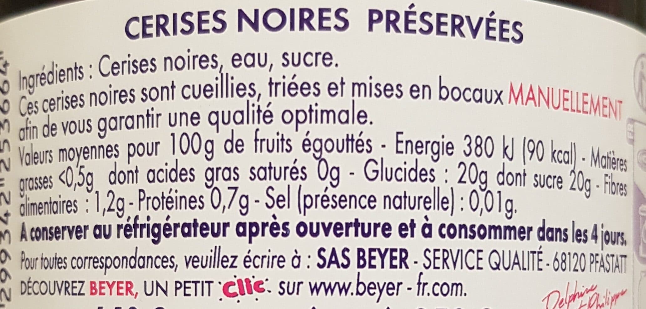 Beyer Cerises noires au sirop avec noyau packshot