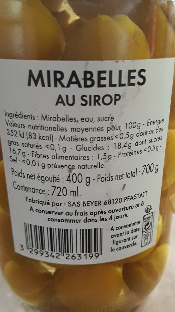 Beyer Mirabelles au sirop packshot