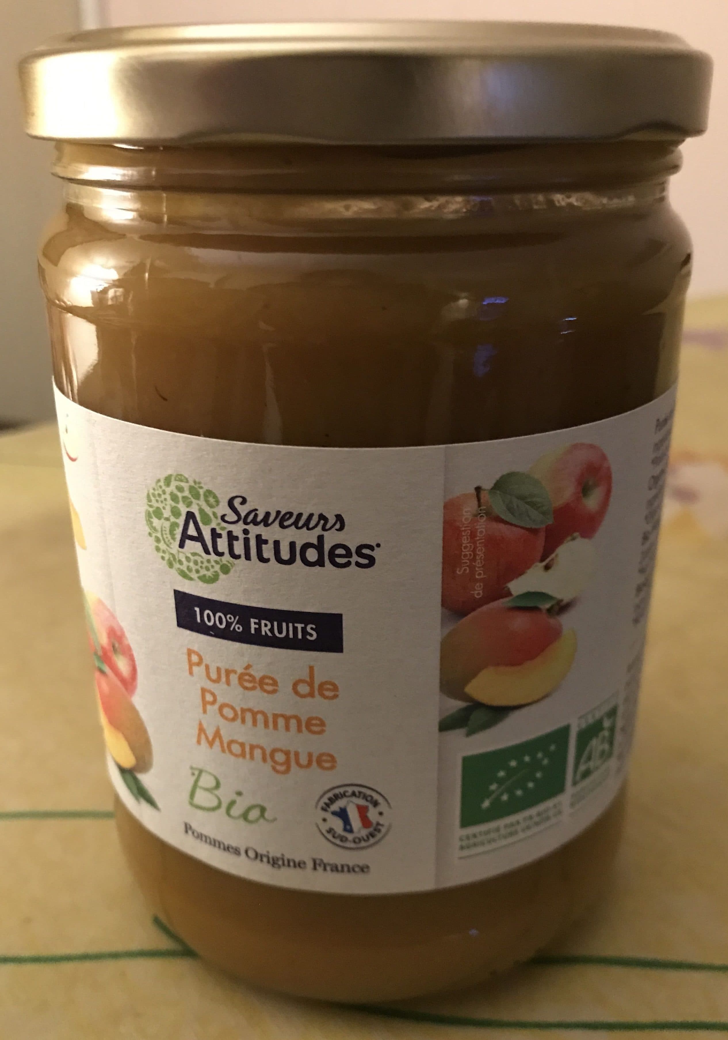 Saveurs Attitudes Purée de pomme-mangue packshot