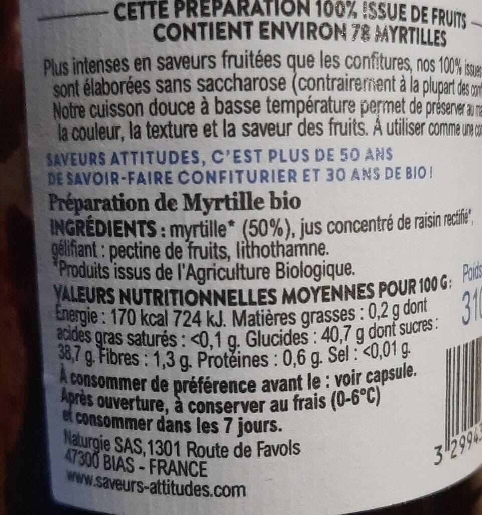 Saveurs attitudes Confiture de myrtille packshot