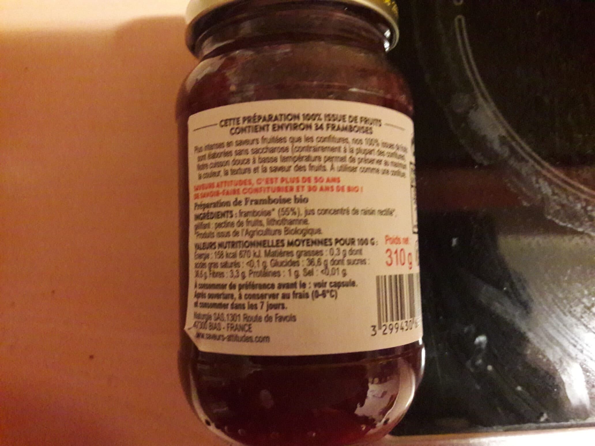 SAVEURS ATTITUDES Framboise Bio packshot