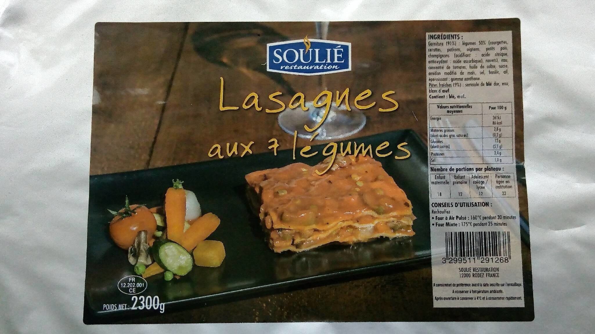 Soulié Lasagnes aux 7 légumes packshot