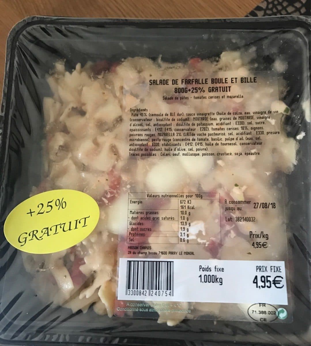 Open Food Facts Salade de farfalle boule et bille packshot