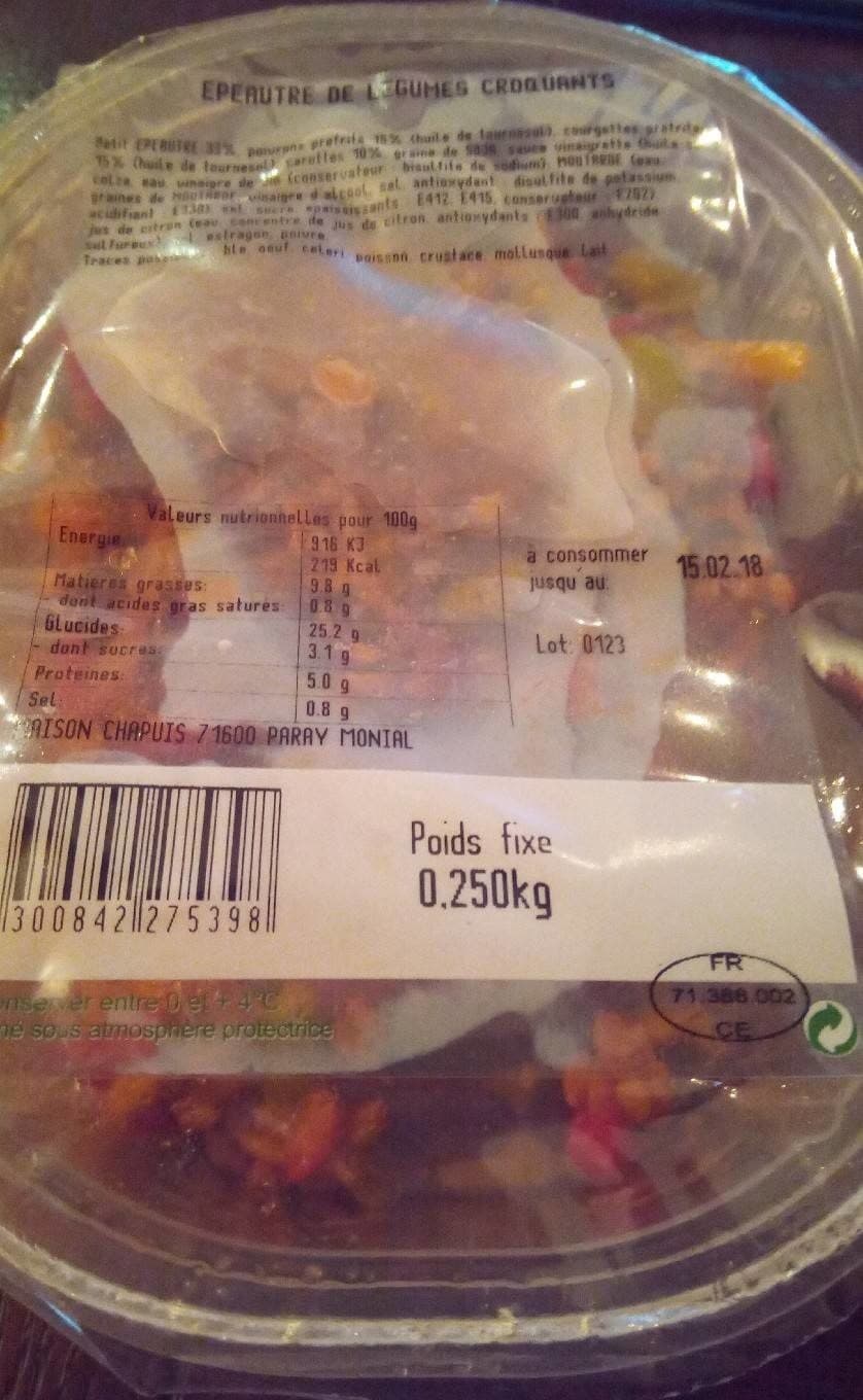 Maison Chapuis Épeautre de légumes croquants packshot