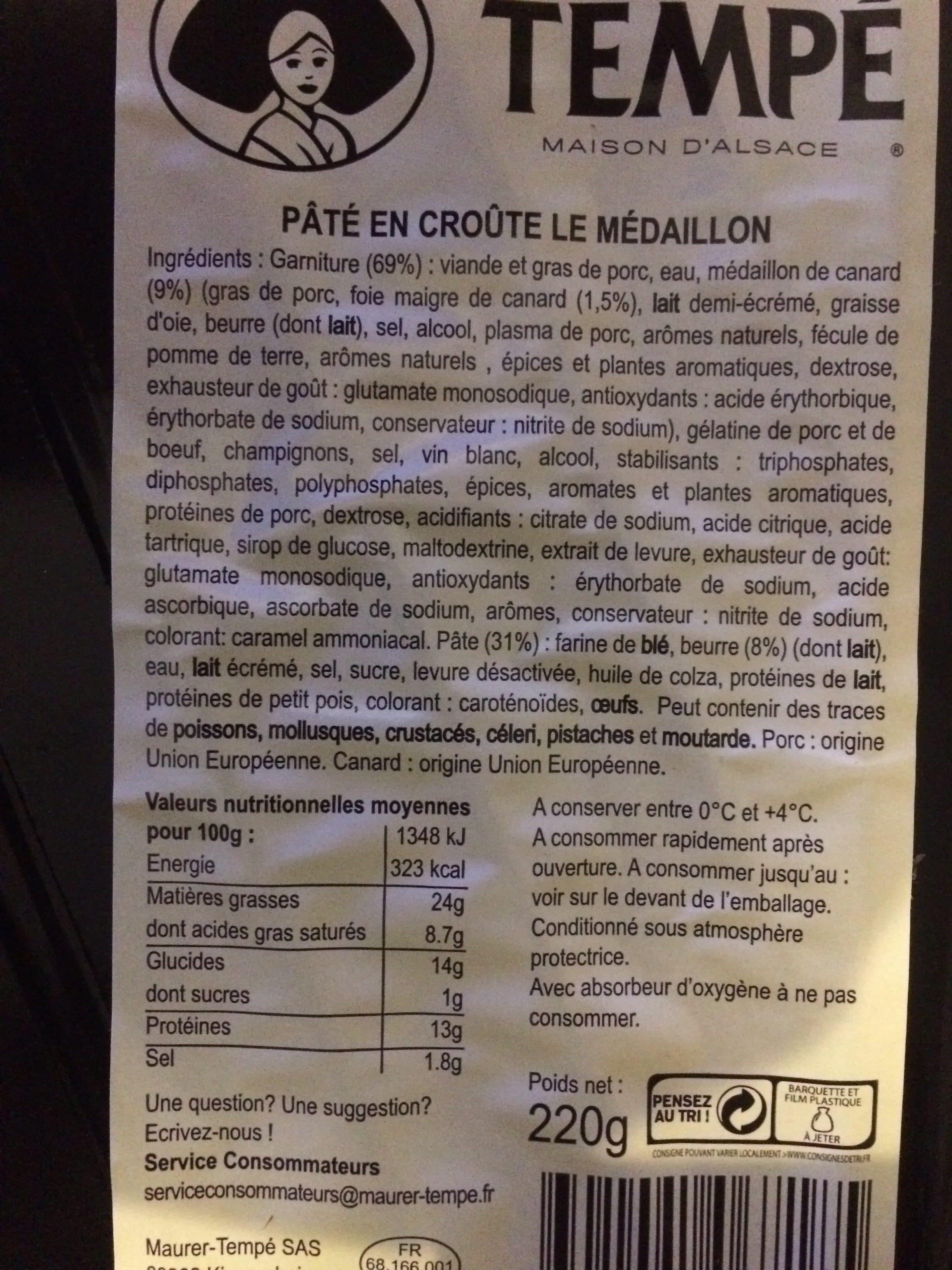 Maurer tempe Pate En Croute Medaillon - 2 Tranches - packshot