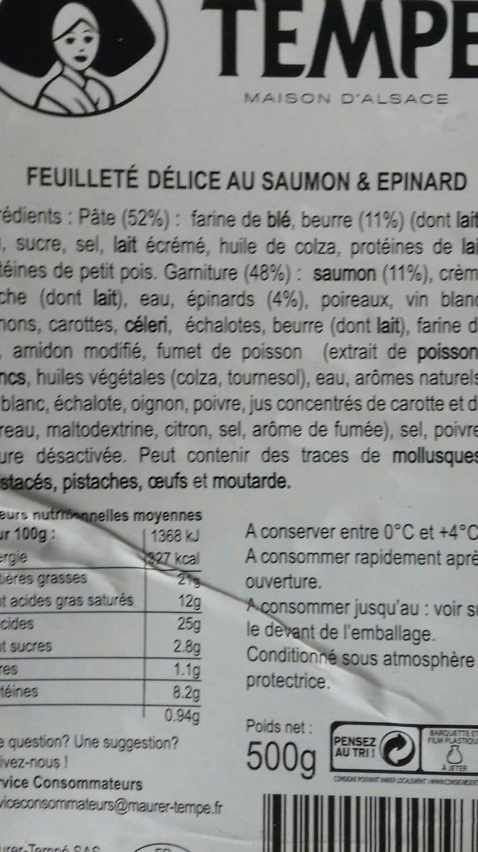 Tempé Feuilleté au saumon et épinards packshot