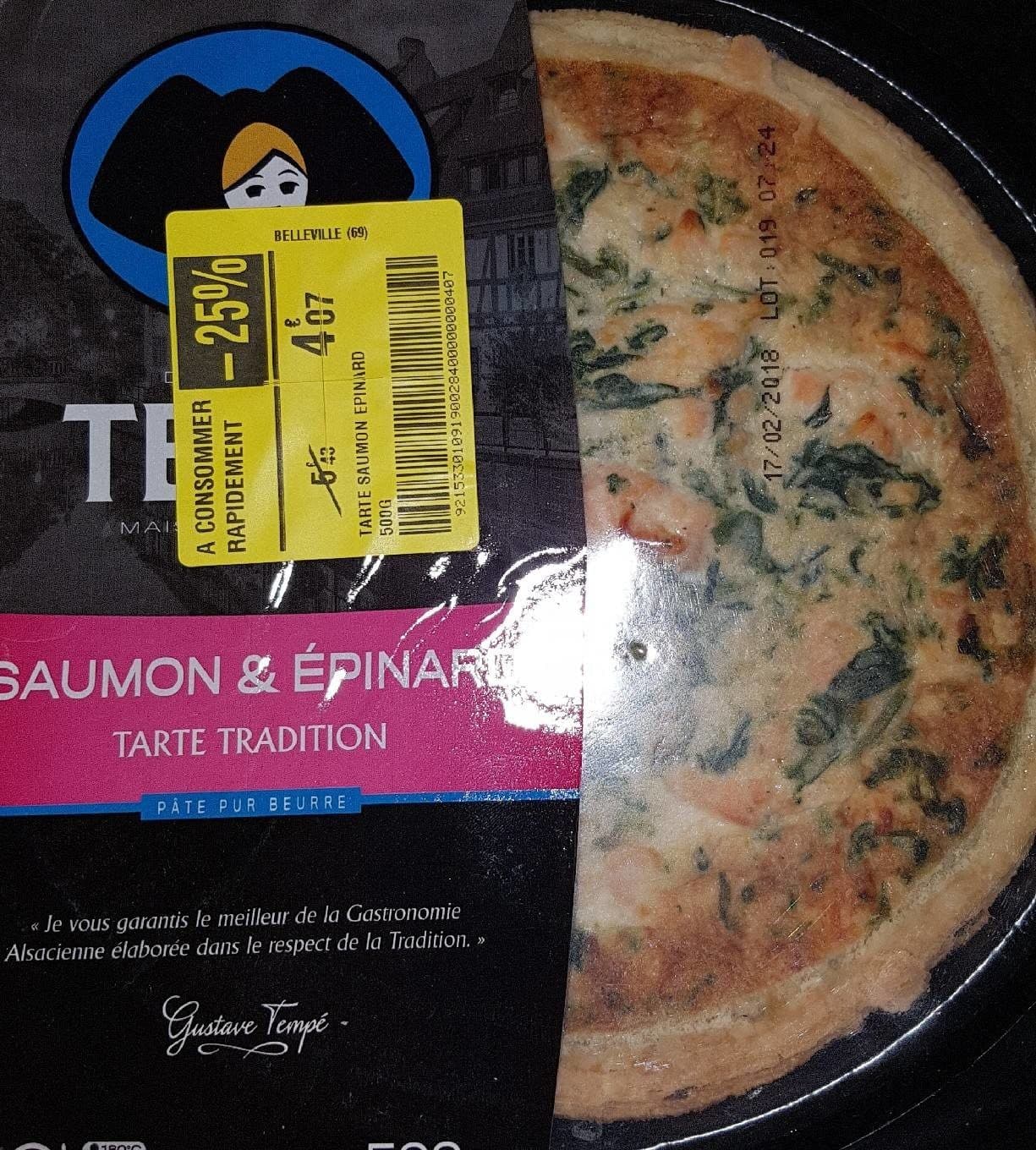 Tempe Tarte tradition saumon et epinard packshot