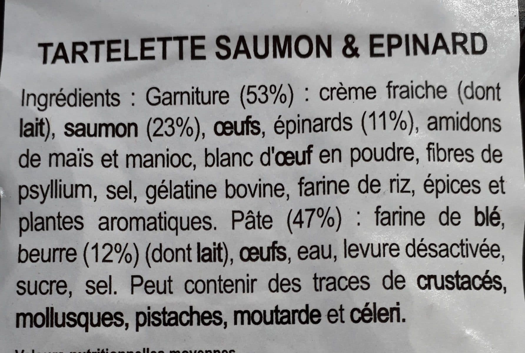 Tempé Tartelette tradition Saumon & épinard packshot