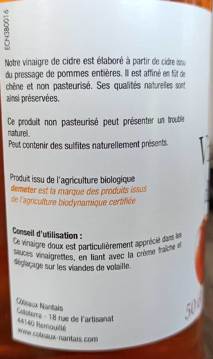 Côteaux nantais Vinaigre de cidre packshot