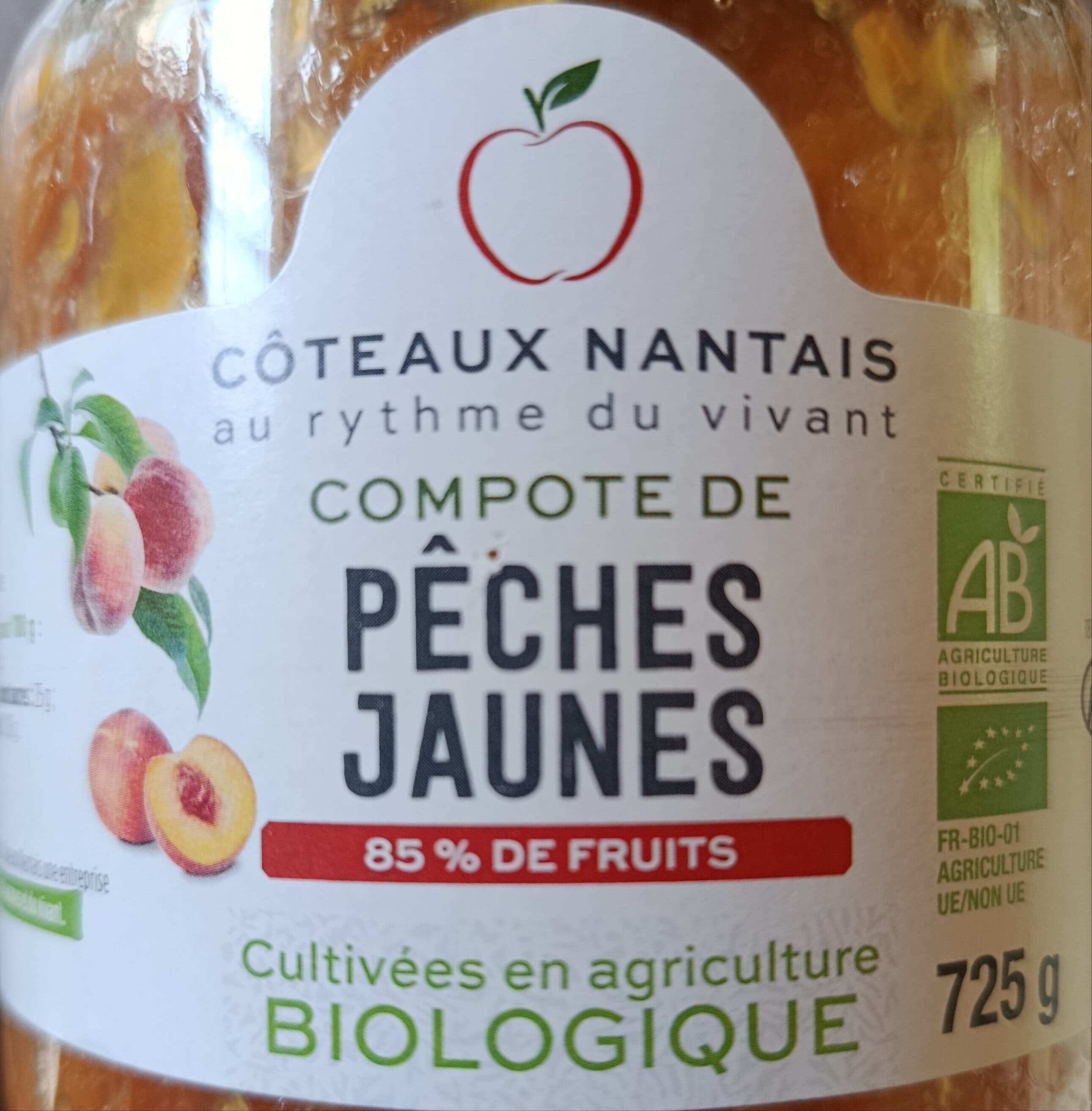 Coteaux nantais Compote de pêches jaunes avec morceaux packshot