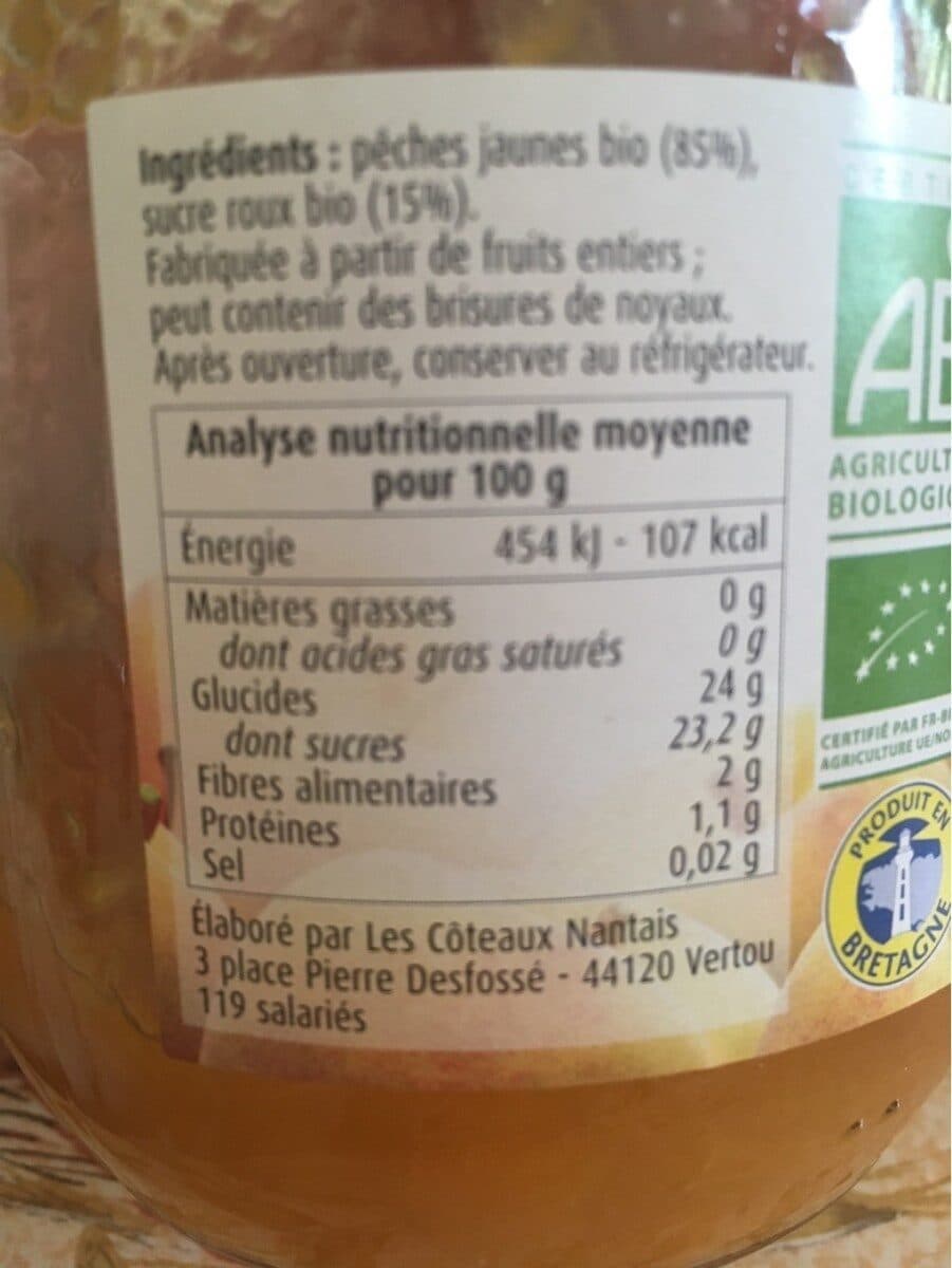 Planet Bio Compote de Pêches jaunes avec morceaux packshot