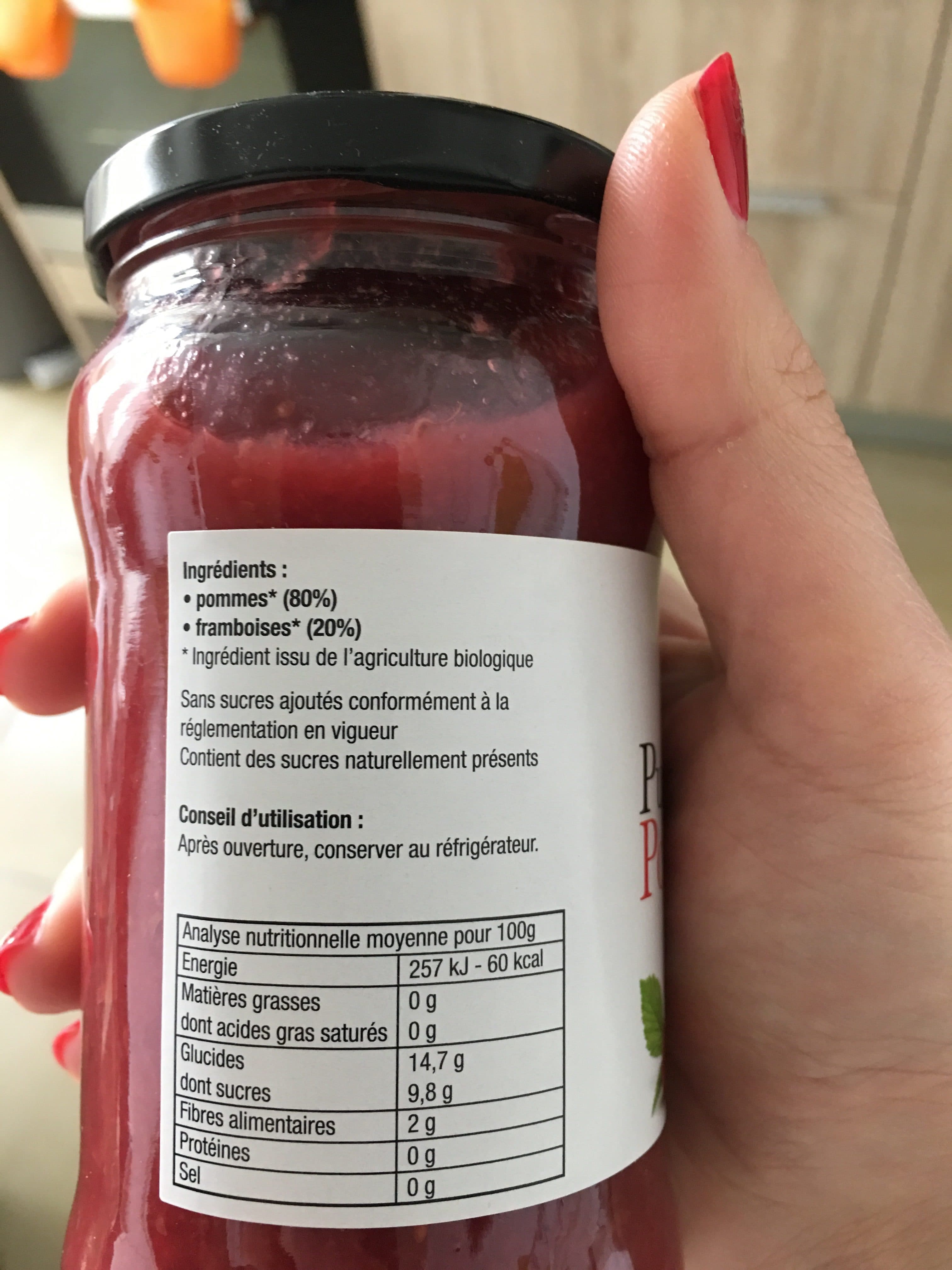 Coteaux nantais Puree Pomme Framboise 360G CN Demeter packshot