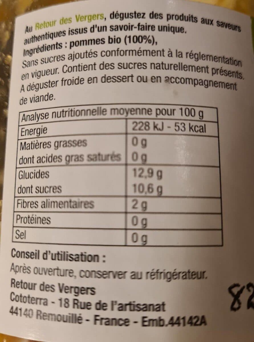 Retour Des Vergers Purée pommes packshot