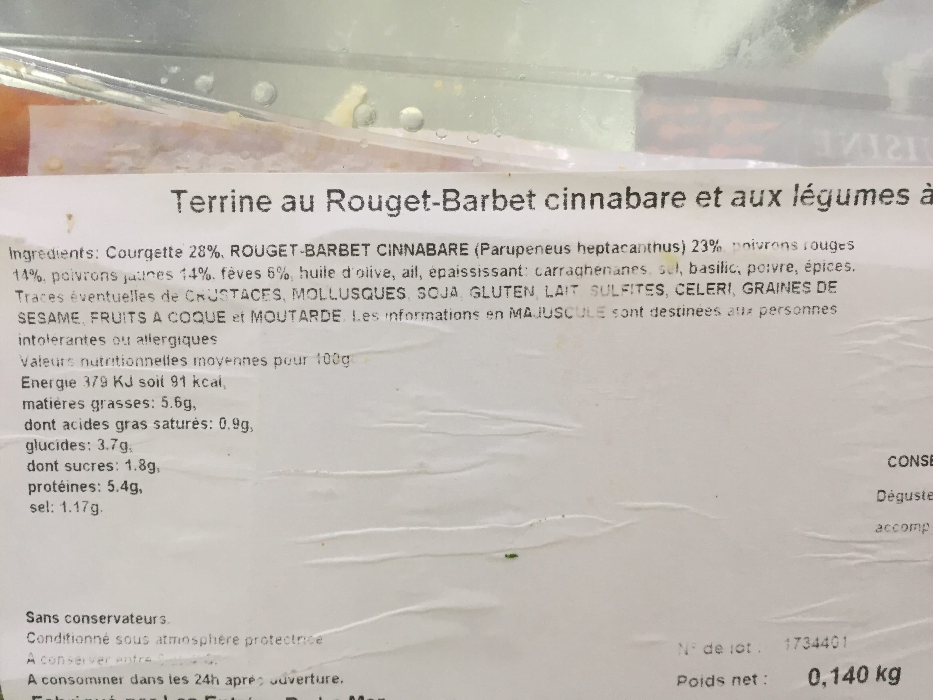 La Cuisine du Poissonnier terrine au rouget barbet cinnabare et aux légumes à la provençale packshot
