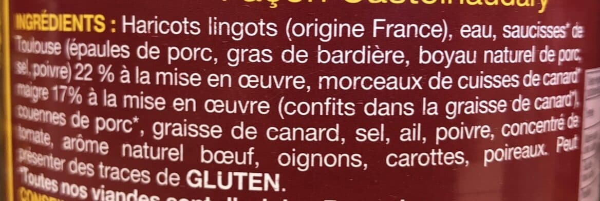 Le Revélois Cassoulet aux morceaux de cuisses de canard packshot