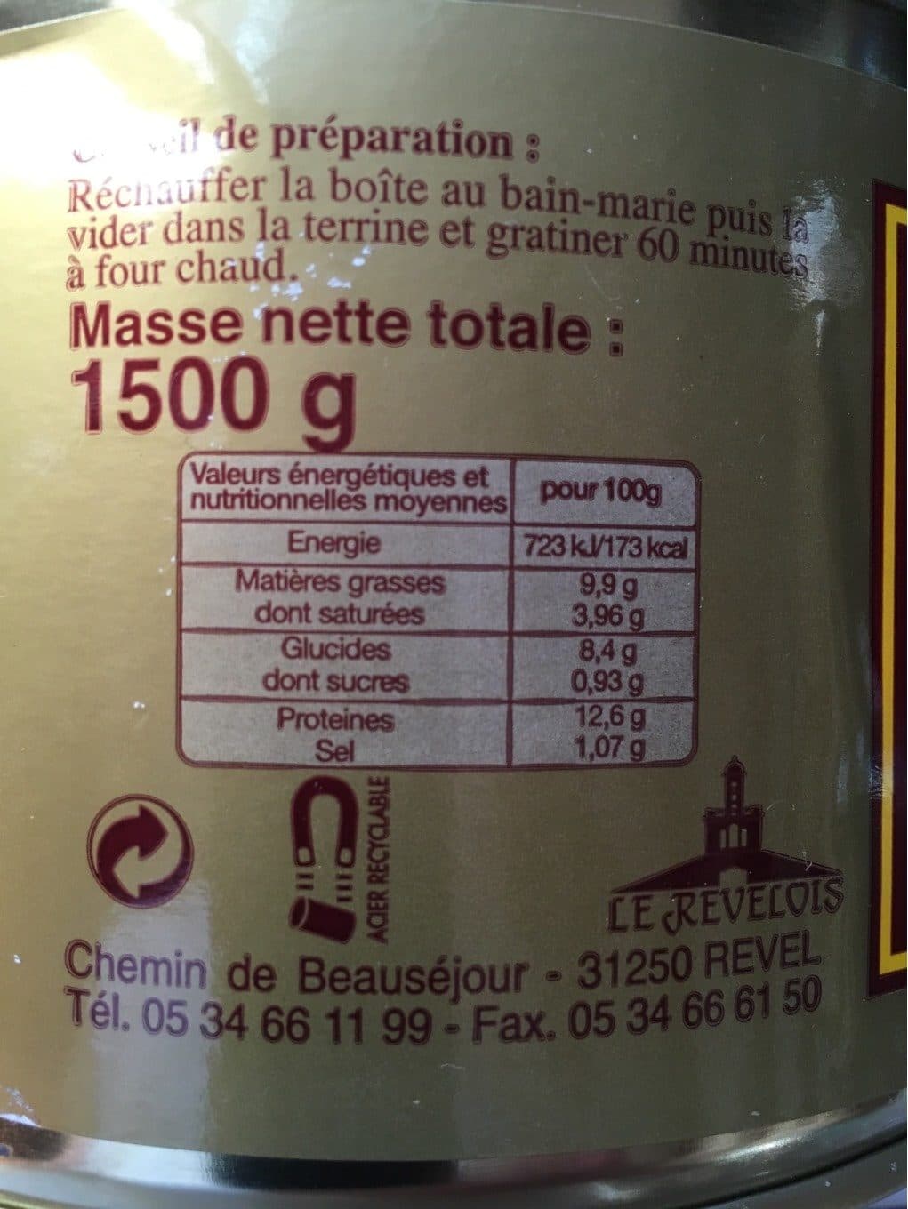 Le revelois Cassoulet Gastronomique aux manchons de canard LE REVELOIS packshot