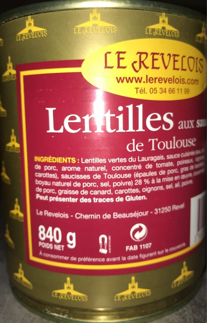 Le revelois Lentilles aux saucisses de toulouse LE REVELOIS packshot