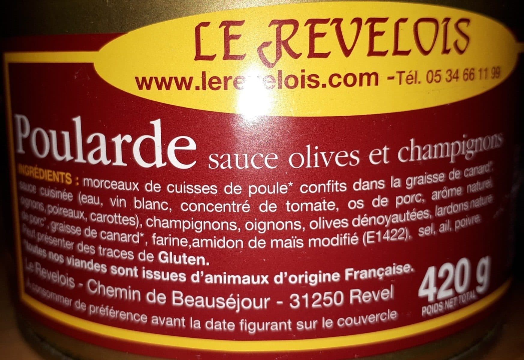 Le Revélois Poularde sauce olives et champignons packshot