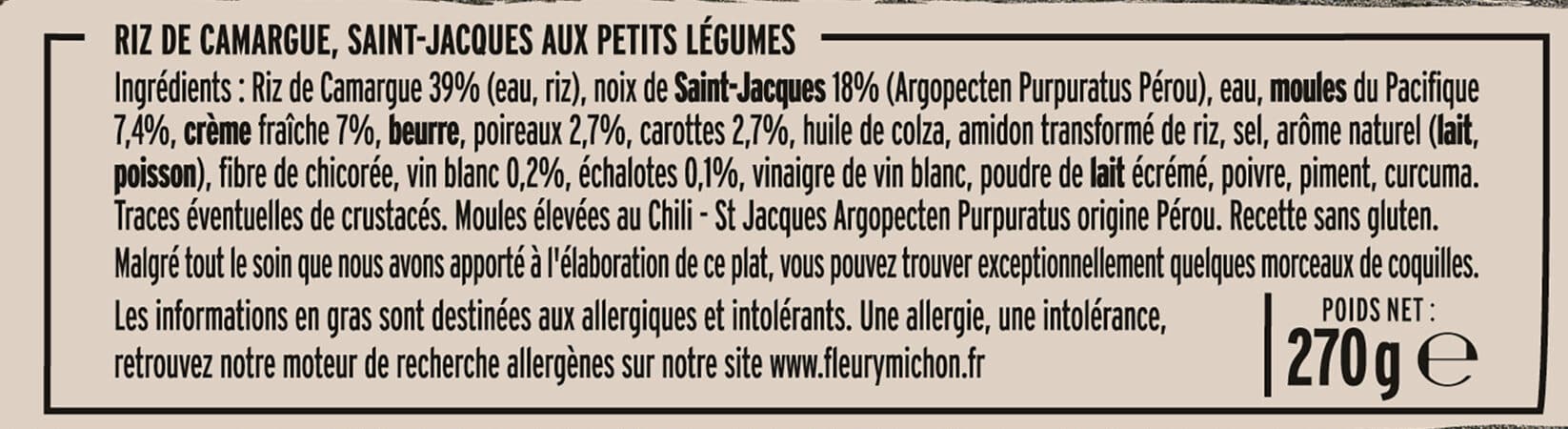 Fleury Michon Les St-Jacques aux Petits Légumes et Riz de Camargue packshot