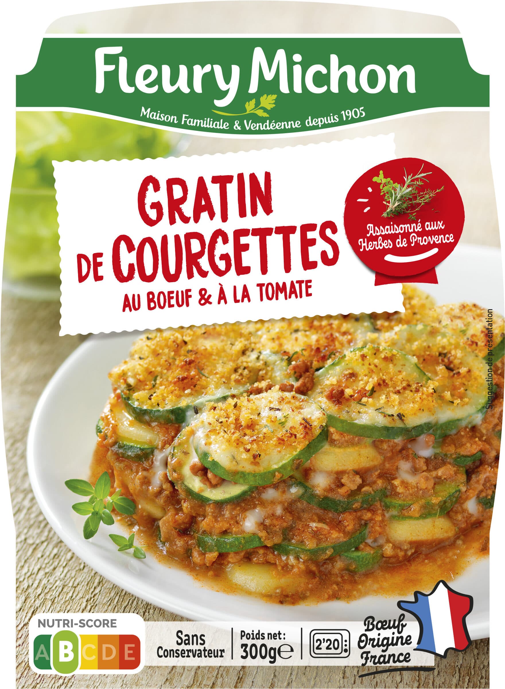 Fleury Michon Gratin de Courgettes au Boeuf & à la tomate packshot